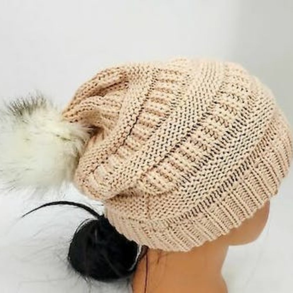 SELF Esteem Pom Pom Beanie, One Size - Picture 5 of 5